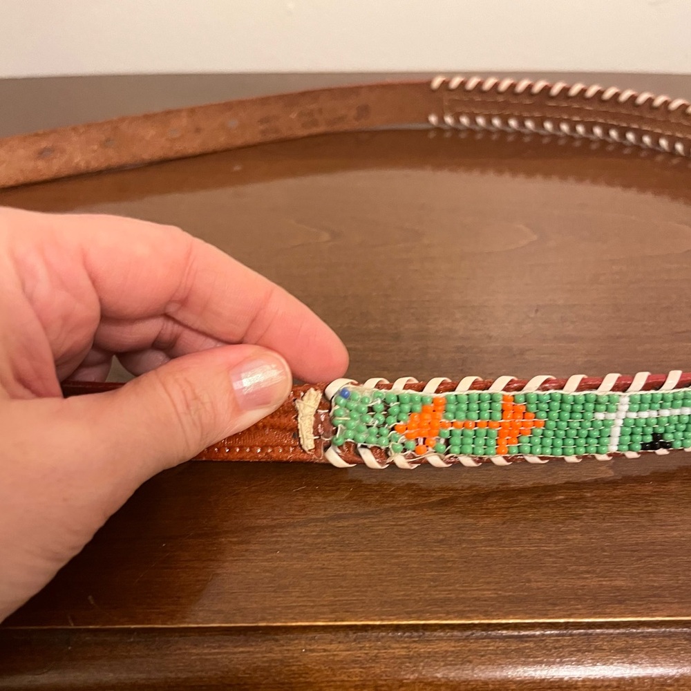 Vintage Alaska Leather Beaded Belt - Picture 7 of 9
